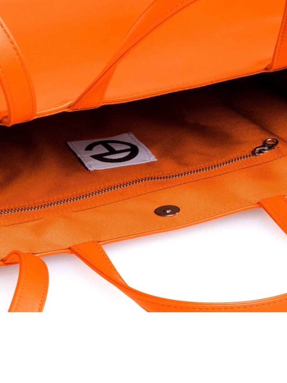 Telfar Orange Leather Shopping Tote with Debossed Logo - Picture 4 of 5